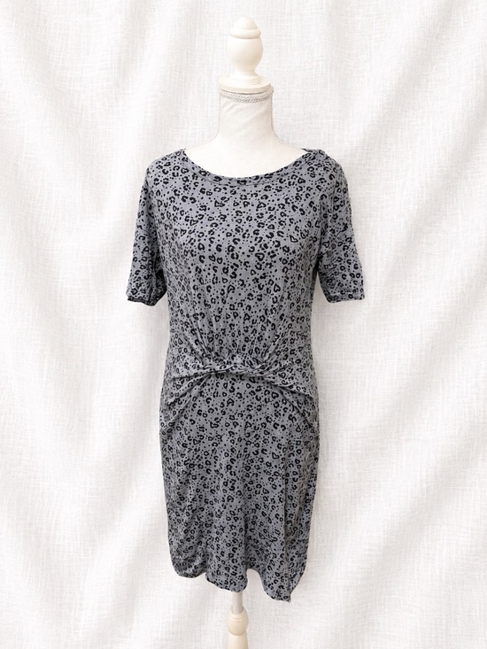 aerie Dresses & Skirts - aerie Grey Leopard Knot-Front Midi Dress